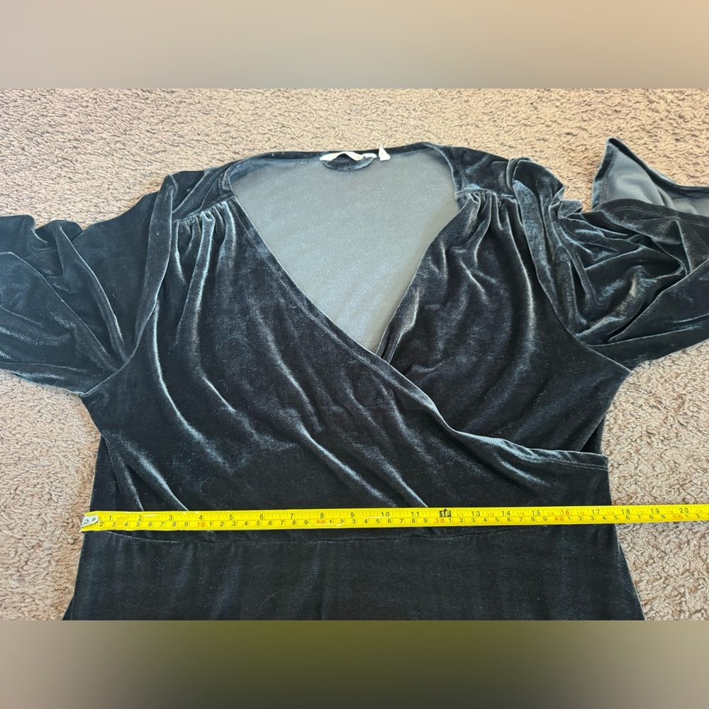 Soft Surroundings Gray Velvet Maxi Faux Wrap Dress Long Holiday Stretch L - Picture 10 of 10